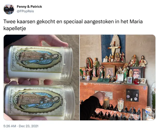 Twee kaarsen gekocht en speciaal aangestoken in het Maria kapelletje https://t.co/NJaQJKX3HE