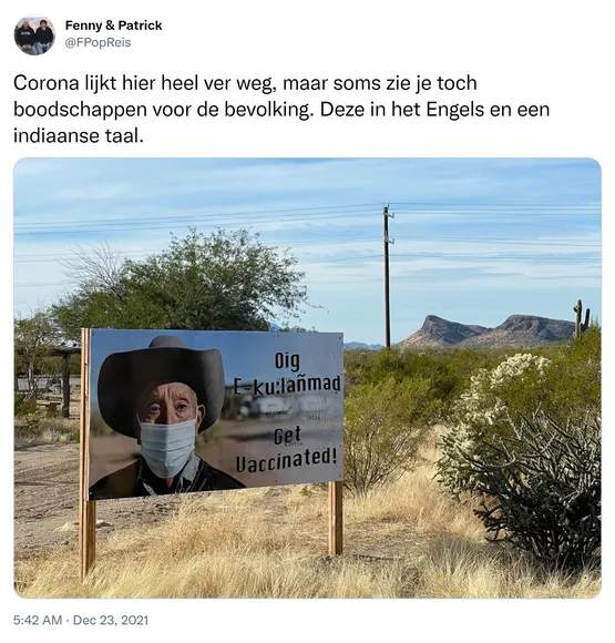 Corona lijkt hier heel ver weg, maar soms zie je toch boodschappen voor de bevolking. Deze in het Engels en een indiaanse taal. https://t.co/iOLqIunUcw