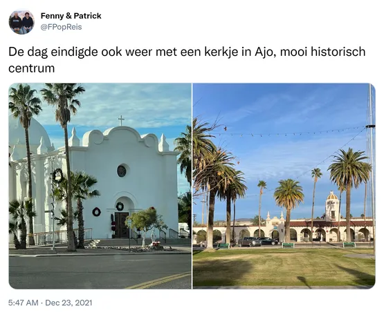 De dag eindigde ook weer met een kerkje in Ajo, mooi historisch centrum https://t.co/io2sjSVOHn