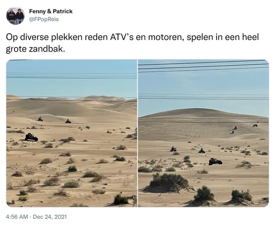 Op diverse plekken reden ATV’s en motoren, spelen in een heel grote zandbak. https://t.co/qOMl3uyNcE