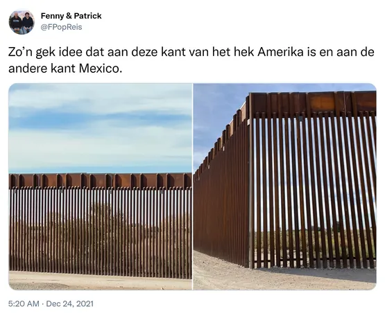 Zo’n gek idee dat aan deze kant van het hek Amerika is en aan de andere kant Mexico. https://t.co/uakl0CBev7