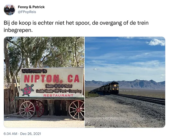 Bij de koop is echter niet het spoor, de overgang of de trein inbegrepen. https://t.co/YZOu9mT4NL
