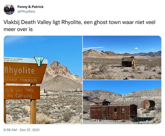 Vlakbij Death Valley ligt Rhyolite, een ghost town waar niet veel meer over is https://t.co/Y5kpk8dUId
