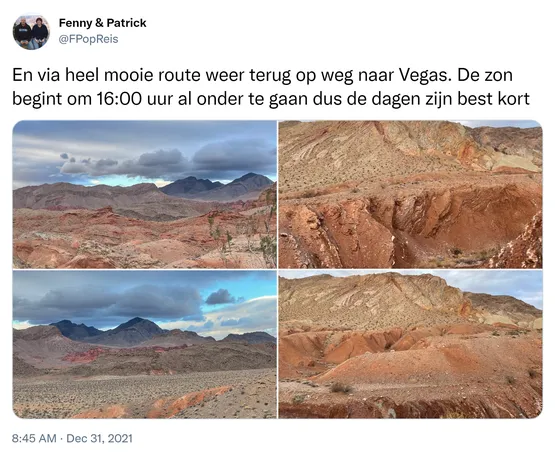 En via heel mooie route weer terug op weg naar Vegas. De zon begint om 16:00 uur al onder te gaan dus de dagen zijn best kort https://t.co/ANc6xWBoHz