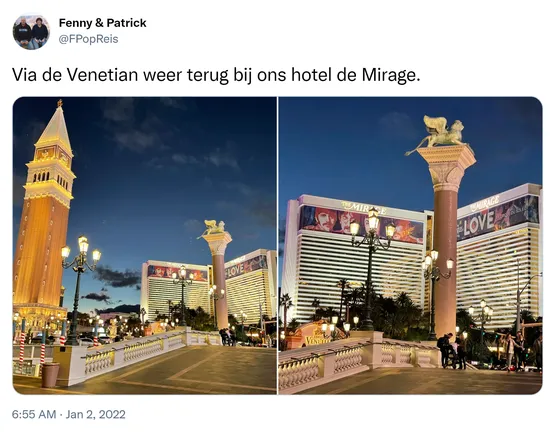 Via de Venetian weer terug bij ons hotel de Mirage. https://t.co/9ftPoc9nV8
