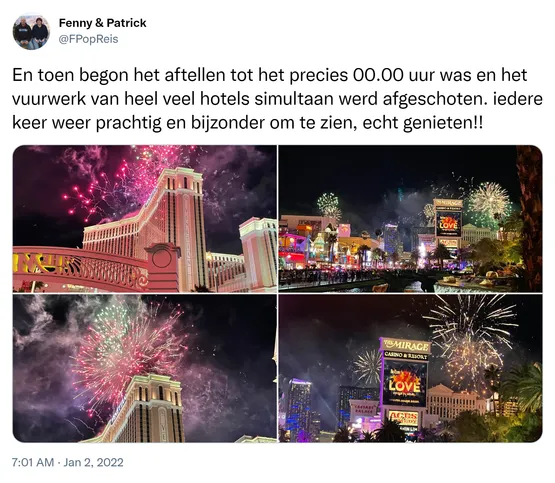 En toen begon het aftellen tot het precies 00.00 uur was en het vuurwerk van heel veel hotels simultaan werd afgeschoten. iedere keer weer prachtig en bijzonder om te zien, echt genieten!! https://t.co/lx60NHgYG3
