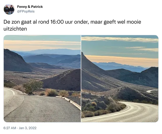 De zon gaat al rond 16:00 uur onder, maar geeft wel mooie uitzichten https://t.co/8Ytdf5zKLO
