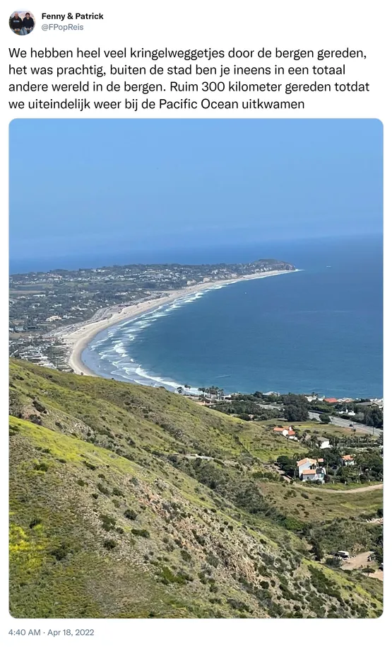 We hebben heel veel kringelweggetjes door de bergen gereden, het was prachtig, buiten de stad ben je ineens in een totaal andere wereld in de bergen. Ruim 300 kilometer gereden totdat we uiteindelijk weer bij de Pacific Ocean uitkwamen https://t.co/3OtCoUVIeO
