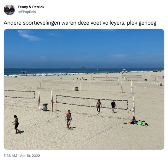 Andere sportievelingen waren deze voet volleyers, plek genoeg https://t.co/fie34to5FP 