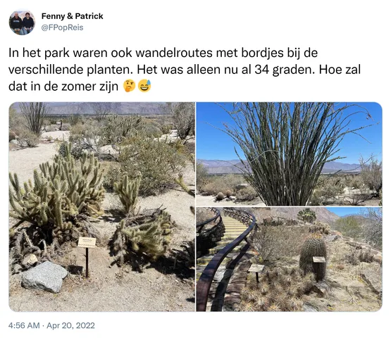 In het park waren ook wandelroutes met bordjes bij de verschillende planten. Het was alleen nu al 34 graden. Hoe zal dat in de zomer zijn 🤔😅 https://t.co/ksHqTNm3Yn
