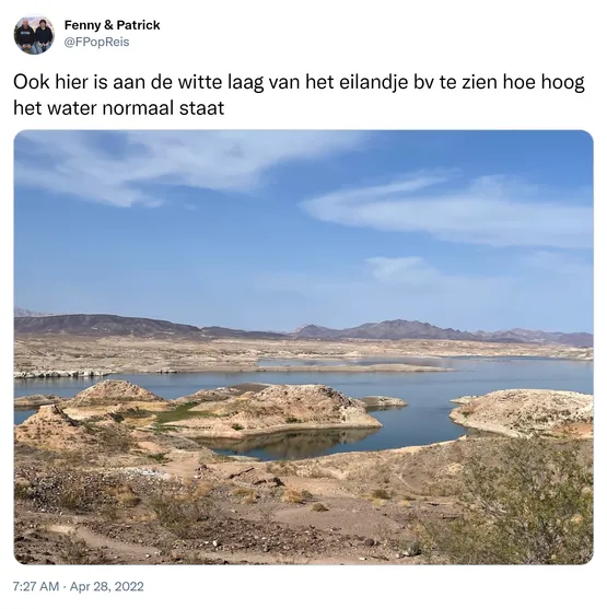 Ook hier is aan de witte laag van het eilandje bv te zien hoe hoog het water normaal staat https://t.co/Omr1qhm5F7
