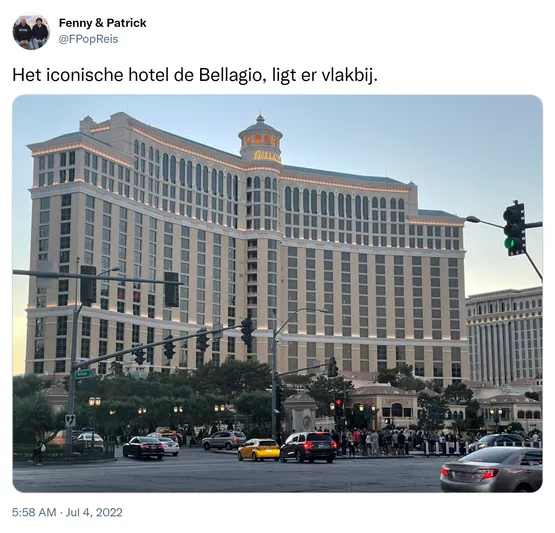 Het iconische hotel de Bellagio, ligt er vlakbij. https://t.co/vwFgR4neOT 