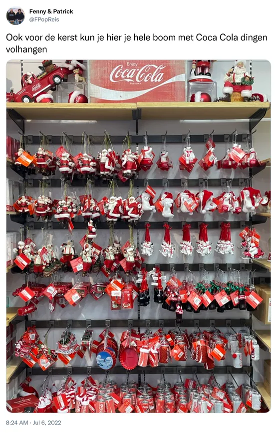 Ook voor de kerst kun je hier je hele boom met Coca Cola dingen volhangen https://t.co/Dkb0EhEg4F 