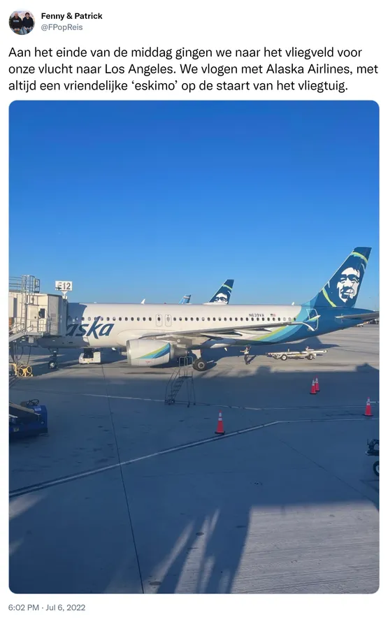 Aan het einde van de middag gingen we naar het vliegveld voor onze vlucht naar Los Angeles. We vlogen met Alaska Airlines, met altijd een vriendelijke ‘eskimo’ op de staart van het vliegtuig. https://t.co/CjYlODSoeU 