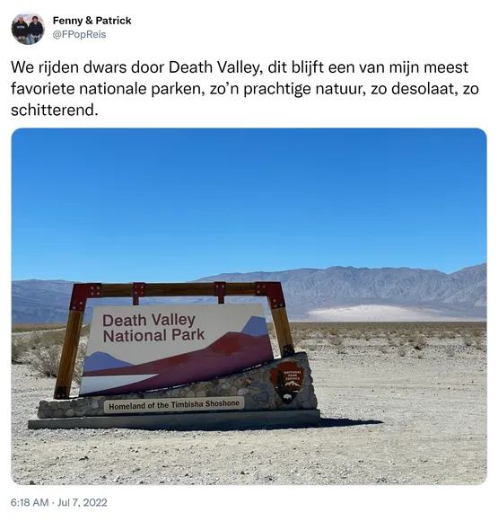 We rijden dwars door Death Valley, dit blijft een van mijn meest favoriete nationale parken, zo’n prachtige natuur, zo desolaat, zo schitterend. https://t.co/r47Tnmmm1T 