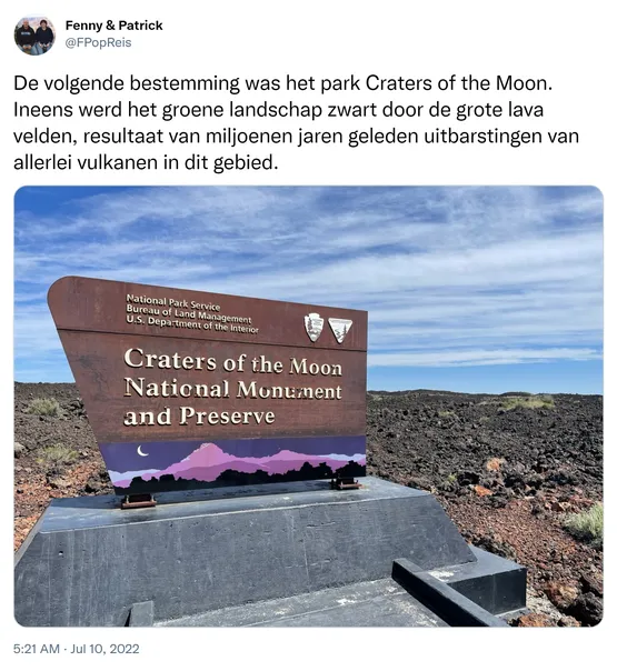 De volgende bestemming was het park Craters of the Moon. Ineens werd het groene landschap zwart door de grote lava velden, resultaat van miljoenen jaren geleden uitbarstingen van allerlei vulkanen in dit gebied. https://t.co/99z6gAboDl
