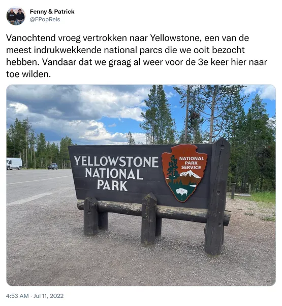 Vanochtend vroeg vertrokken naar Yellowstone, een van de meest indrukwekkende national parcs die we ooit bezocht hebben. Vandaar dat we graag al weer voor de 3e keer hier naar toe wilden. https://t.co/tc9QFsvVgm
