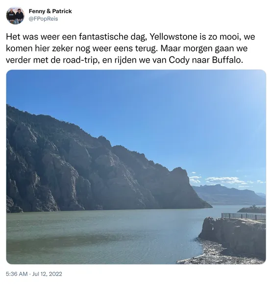 Het was weer een fantastische dag, Yellowstone is zo mooi, we komen hier zeker nog weer eens terug. Maar morgen gaan we verder met de road-trip, en rijden we van Cody naar Buffalo. https://t.co/JrXRdm2A6f 