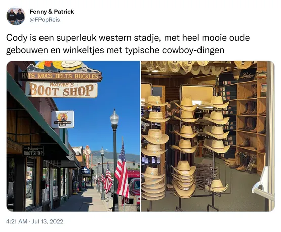 Cody is een superleuk western stadje, met heel mooie oude gebouwen en winkeltjes met typische cowboy-dingen https://t.co/G38U2m3J6k
