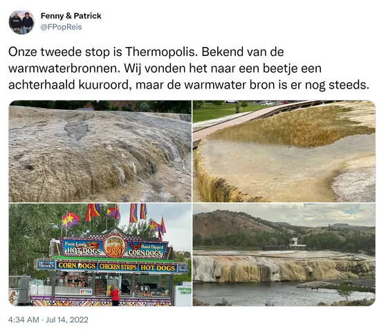 Onze tweede stop is Thermopolis. Bekend van de warmwaterbronnen. Wij vonden het naar een beetje een achterhaald kuuroord, maar de warmwater bron is er nog steeds. https://t.co/xnsFDIoAOs 