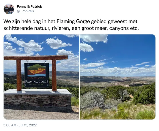 We zijn hele dag in het Flaming Gorge gebied geweest met schitterende natuur, rivieren, een groot meer, canyons etc. https://t.co/Mm7nvMz2vd
