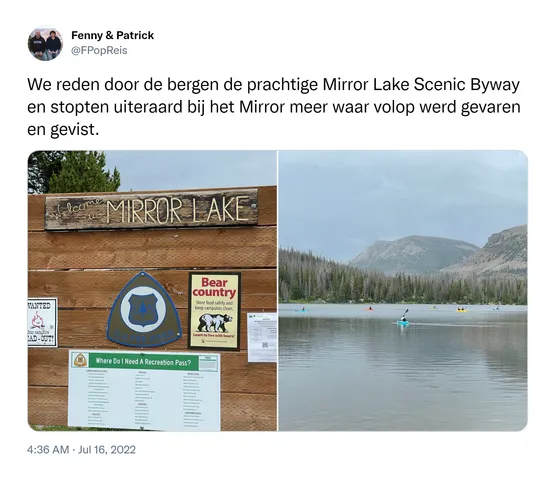 We reden door de bergen de prachtige Mirror Lake Scenic Byway en stopten uiteraard bij het Mirror meer waar volop werd gevaren en gevist. https://t.co/xeDnDHJv7x
