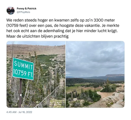 We reden steeds hoger en kwamen zelfs op zo’n 3300 meter (10759 feet) over een pas, de hoogste deze vakantie. Je merkte het ook echt aan de ademhaling dat je hier minder lucht krijgt. Maar de uitzichten blijven prachtig https://t.co/hHkyHTz09l
