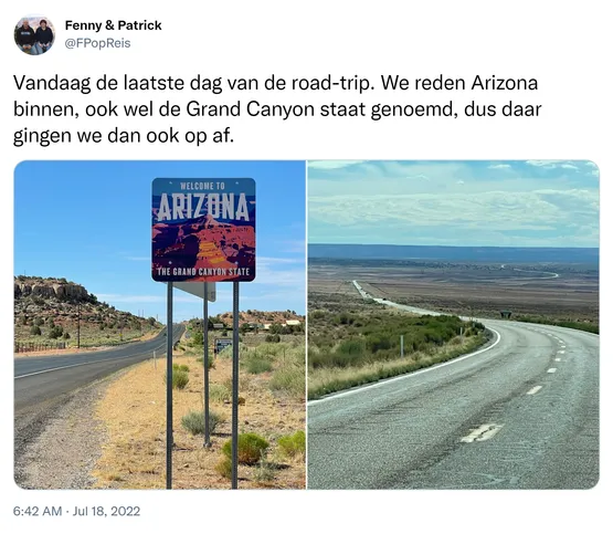 Vandaag de laatste dag van de road-trip. We reden Arizona binnen, ook wel de Grand Canyon staat genoemd, dus daar gingen we dan ook op af. https://t.co/pTcWHblrCb

