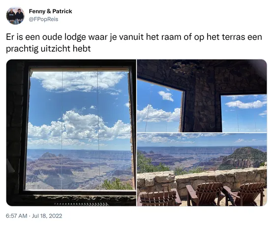 Er is een oude lodge waar je vanuit het raam of op het terras een prachtig uitzicht hebt https://t.co/R3EOCYKtnj
