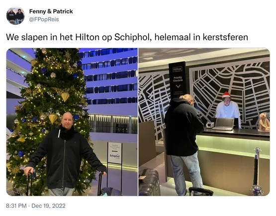 We slapen in het Hilton op Schiphol, helemaal in kerstsferen https://t.co/u4B6dCFo3c
