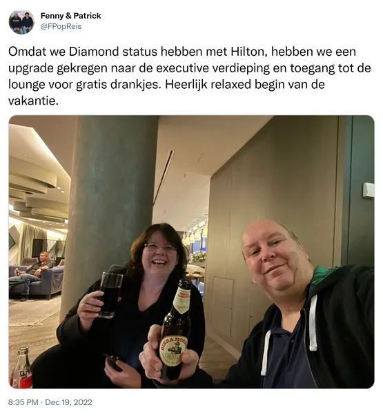 Omdat we Diamond status hebben met Hilton, hebben we een upgrade gekregen naar de executive verdieping en toegang tot de lounge voor gratis drankjes. Heerlijk relaxed begin van de vakantie. https://t.co/lhGqI0HTKO
