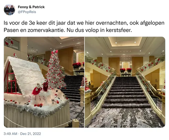 Is voor de 3e keer dit jaar dat we hier overnachten, ook afgelopen Pasen en zomervakantie. Nu dus volop in kerstsfeer. https://t.co/4vrde5by4x 