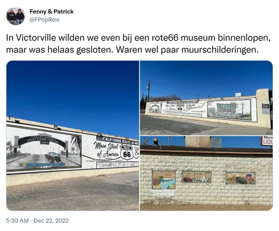 In Victorville wilden we even bij een rote66 museum binnenlopen, maar was helaas gesloten. Waren wel paar muurschilderingen. https://t.co/bCYcKvQmjN 