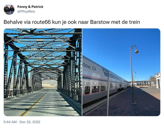 Behalve via route66 kun je ook naar Barstow met de trein https://t.co/ROMIJB1Ike 