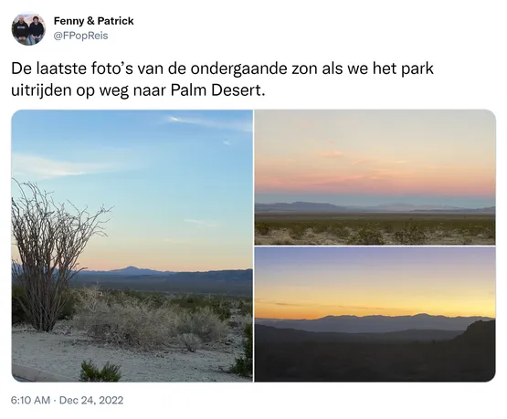 De laatste foto’s van de ondergaande zon als we het park uitrijden op weg naar Palm Desert. https://t.co/1RmpzeTUo7 