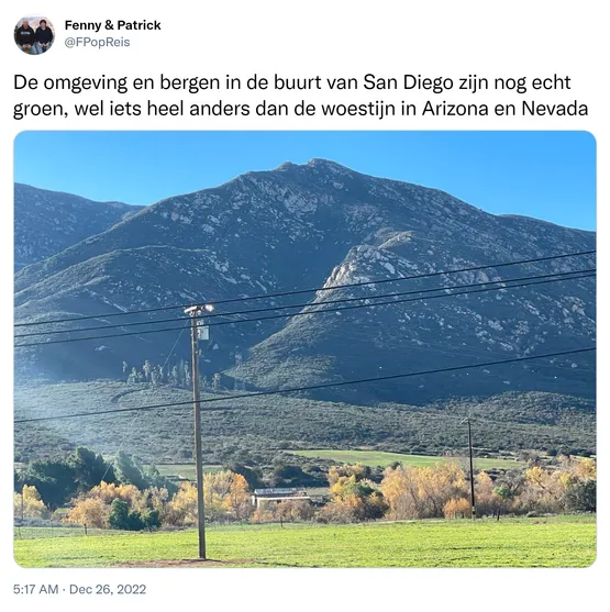 De omgeving en bergen in de buurt van San Diego zijn nog echt groen, wel iets heel anders dan de woestijn in Arizona en Nevada https://t.co/Ur47ire69T

