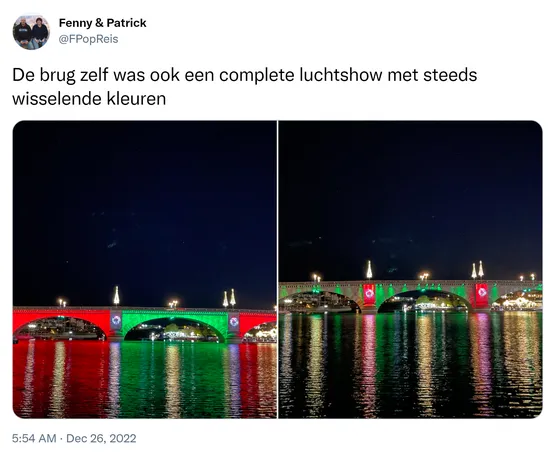 De brug zelf was ook een complete luchtshow met steeds wisselende kleuren https://t.co/dwj4R78mdf 