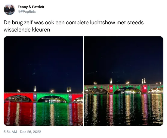 De brug zelf was ook een complete luchtshow met steeds wisselende kleuren https://t.co/dwj4R78mdf
