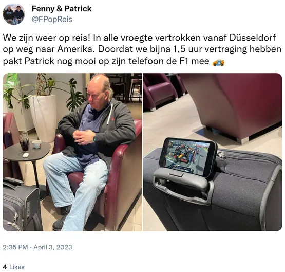 We zijn weer op reis! In alle vroegte vertrokken vanaf Düsseldorf op weg naar Amerika. Doordat we bijna 1,5 uur vertraging hebben pakt Patrick nog mooi op zijn telefoon de F1 mee ??? https://t.co/vvg28ifrxU
