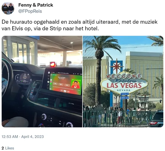 De huurauto opgehaald en zoals altijd uiteraard, met de muziek van Elvis op, via de Strip naar het hotel. https://t.co/HSFsNkTe7Y
