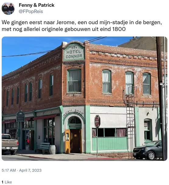 We gingen eerst naar Jerome, een oud mijn-stadje in de bergen, met nog allerlei originele gebouwen uit eind 1800 https://t.co/5rGj66M8g4 