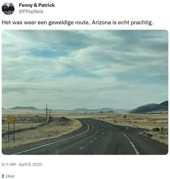 Het was weer een geweldige route, Arizona is echt prachtig. https://t.co/yVL5RBsSSC
