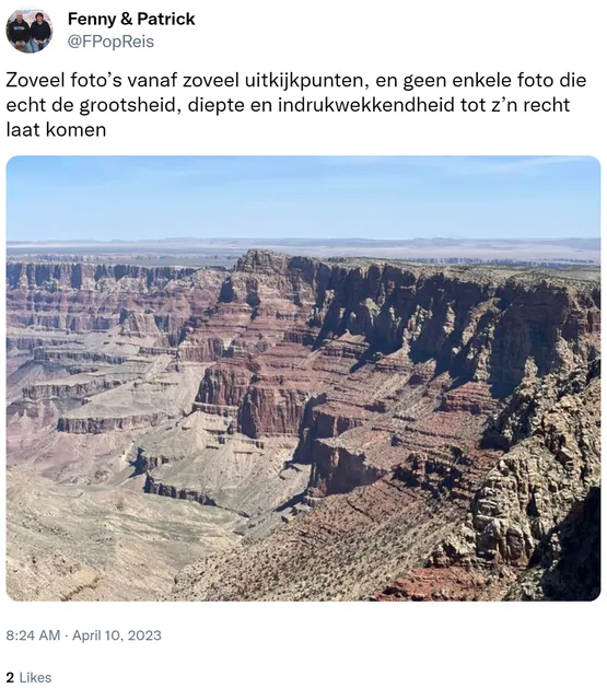 Zoveel foto’s vanaf zoveel uitkijkpunten, en geen enkele foto die echt de grootsheid, diepte en indrukwekkendheid tot z’n recht laat komen https://t.co/tgvg1yYT4T
