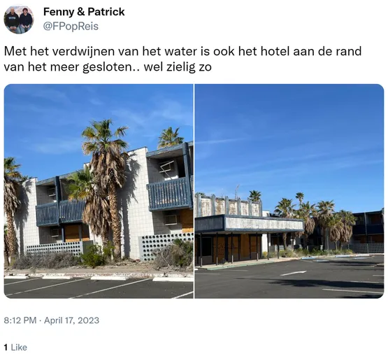 Met het verdwijnen van het water is ook het hotel aan de rand van het meer gesloten.. wel zielig zo https://t.co/eCkYujaKn4 